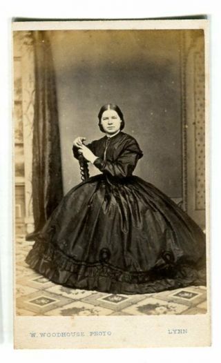 Early Cdv Young Lady Fashion 1860’s By Woodhouse Kings Lynn Norfolk
