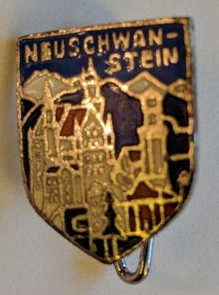 Vintage Neuschwanstein Castle Lapel Pin Travel Souvenir Bavaria Germany