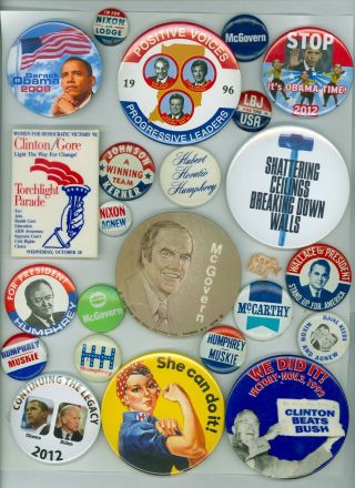 24 Vintage 1960s - 12 Presidential Candidates Campaign Pinback Buttons Obama Time