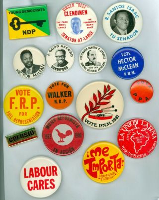 16 Vtg 1970s - 90s Latin American & Caribbean Candidates Campaign Pinback Buttons