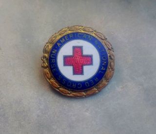 Ww1 Era Enamel On Bronze Pin American National Red Cross Nurse Military