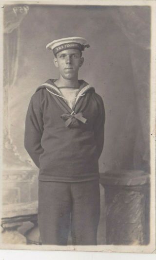 Old Photo Military Sailor Uniform Naval Hms Pembroke F2