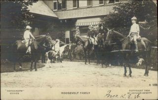 Teddy Roosevelt & Family 1904 Rotograph Real Photo Postcard