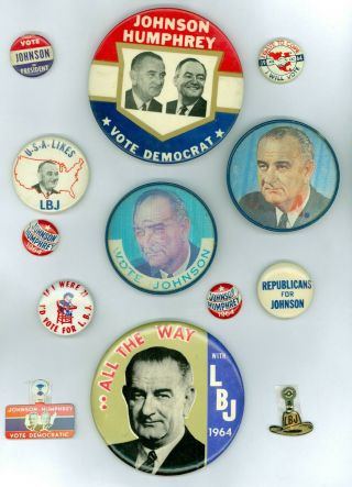 19 Vintage 1964 President Johnson Political Campaign Items Pinbacks Paper