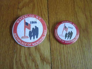 Collectible Memorial Day Pin Button Pinback Waterloo Ny Birthplace 1866 Freeship