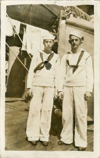 Us Navy Sailors On Deck Pre Wwi Rppc 14571