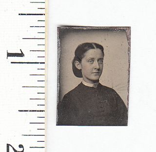 Civil War Era Miniature Gem Tintype Photo.  Pretty Young Woman.  413p