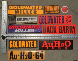 Barry Goldwater 1964 Set Of 10 Bumper Stickers Republican President Campaign