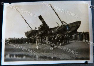 1929 Cleveleys - Trawler Commandant Bultinck Beached At Rossall - Photo 8.  5 By 6cm