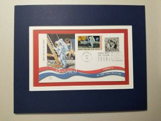 Apollo 11 - First Man On The Moon - Neil Armstrong Footprint - Matted Stamp Art
