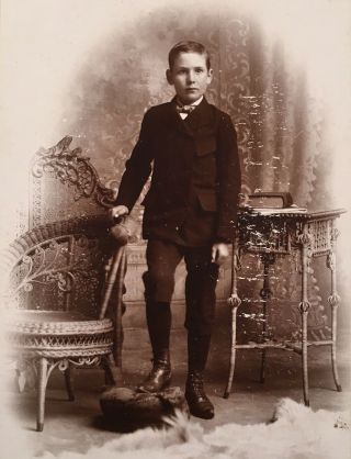 1880’s Young Lad School Boy In Suit Cabinet Card Photo Ironton Ohio
