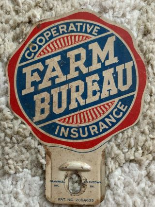 Rare Cooperative Farm Bureau Insurance License Plate Topper