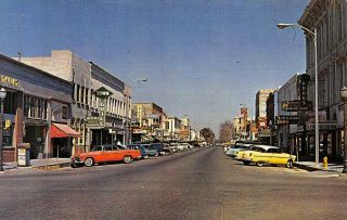 Marysville,  Ca Street Scene Old Cars Yuba County Ca 1950s Vintage Postcard