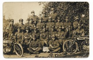 Group Of Soldiers With Motorcycles 1917 Photo Postcard 987n