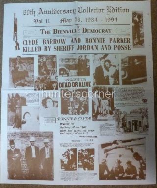 60th Anniversary Of The Bonnie & Clyde Ambush Collectors Newspaper,  Printed 1994
