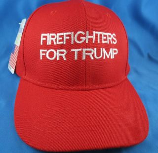 Firefighters For Trump Red Embroidered Hat 2020 Gop President Usa Fireman Maga
