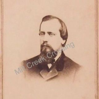 Civil War Cdv Gentleman Rochester Ny Kempe 1850s Hairstyle Green Revenue Stamp