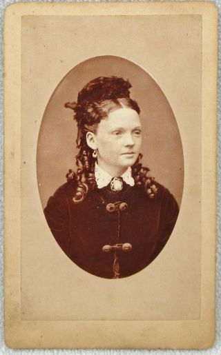 Cdv Lady Long Ringlets In Hair Speight Photo Morley Yorkshire Antique Victorian