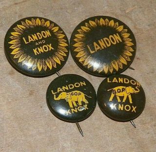 Alf Landon For President 1936,  Kansas,  Knox,  Pin Pinback Button,  Sunflower