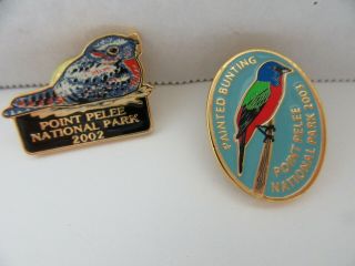 2 Collectible Souvenir Pin Point Pelee National Park 2008 Painted Bunting Bird