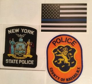 Ny Nys Police,  Nassau County Police Insideglass Auth Decal Stickers,  Blue Line