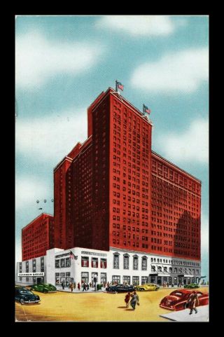 Dr Jim Stamps Us Hotel Sherman Chicago Postcard Marshall Plan Slogan Cancel
