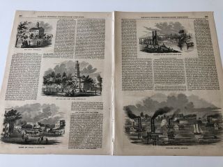 1856 Ballou’s Pictorial Print Views Of Covington & Newport Kentucky 71519