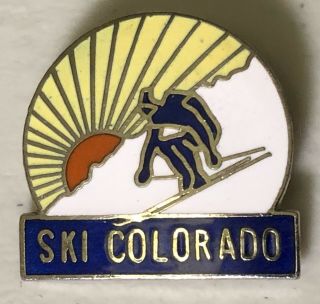 Ski Colorado Travel Souvenir Skiing Lapel Hat Pin Pinback