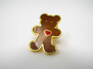 Vintage Collectible Pin: Teddy Bear Heart Design