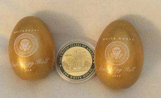 3 Trump = Gold 2018,  2019 Easter Egg (2),  White House Challenge Coin Three Pc