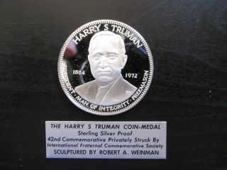 Ifcs (freemasons) Harry S.  Truman Sterling Silver Proof Medal