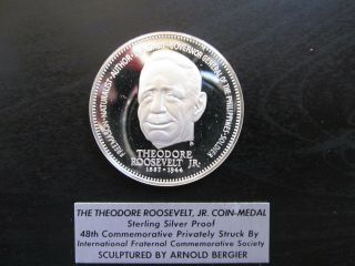 Ifcs (freemasons) Theodore Roosevelt Jr.  Sterling Silver Proof Medal