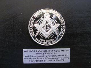 IFCS (Freemasons) Captain Edward Rickenbacker Sterling Silver Proof Medal 2