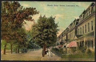 Usa North Duke Street,  Lancaster,  Pa.  Vintage Color Postcard