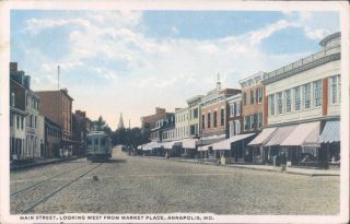 Usa Animated Main Street Annapolis,  Md 1918 Pc