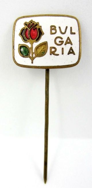 Bulgaria Bulgarian Rose Old Pin Badge Enamel 1970s