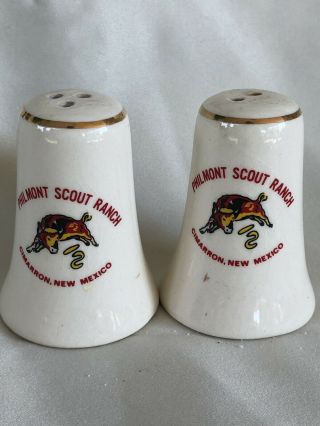 Vintage Rare Salt & Pepper Shaker Set Philmont Scout Ranch Boy Scouts Mexico