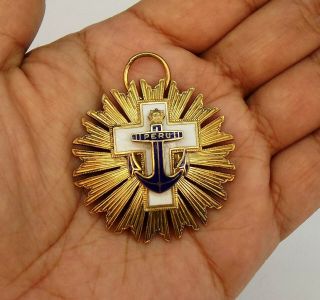 Medal Sterling Silver 925 Golden Decoration Cross Navy Naval Merit Military Peru