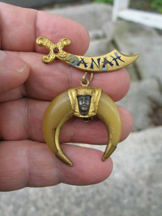 Vintage Anah Shriners Member Sword Claw Pin Bangor,  Maine Masonic Shrine Temple