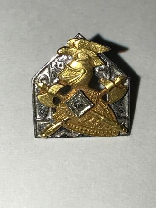 Knights Of Pythias Vintage 10k Yellow & White Gold Fcb Crest Pin Fraternal