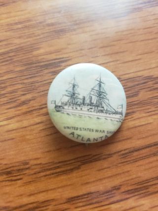 United States War Ship Atlanta Pepsin Gum Co Vintage Pinback Button