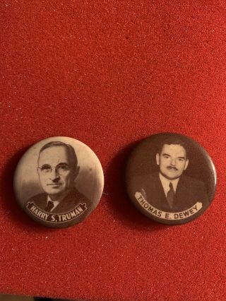 Harry S Truman And Thomas E Dewey 1948 Presidential Campaign Buttons