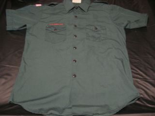 Official Bsa Boy Scout Venturing Mens Lrg (16 - 16 1/2 ") Green Uniform Shirt