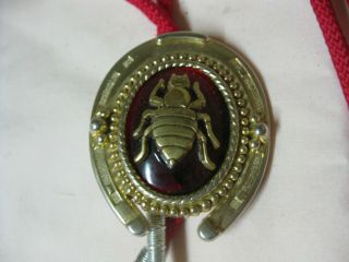 Vintage Red Gold Military Order Of Cootie Raised Cootie Bolo Tie