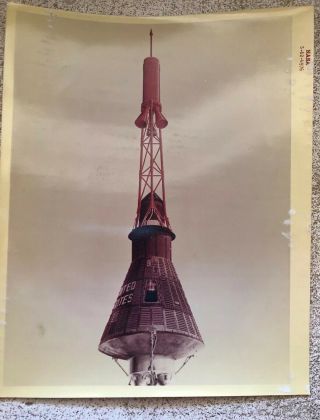Official Nasa Photogragh Mercury Spacecraft Escape Tower Artist Concept 1962 Vt