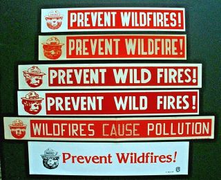 6 Vintage Smokey Bear Bumper Stickers " Prevent Wildfires " All Different