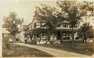 Milton,  Vt Rppc Crowd On The Porch Of Camp Rich 1912