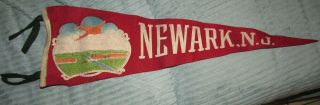 Vintage Felt Banner Pennant Newark Nj Airplane Graphic