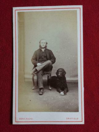 Victorian Cabinet Photograph Of H.  A.  Grimston With Dog C.  1870 M.  Boak,  Driffield