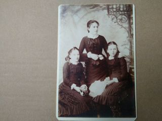 Cabinet Card Victorian Photograph Of A Lady & 2 Girls By Martin Jacolette Dover